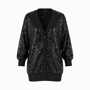 International Concepts Women's Sequin Bling Dinner Party Oversized Cardigan Sz M